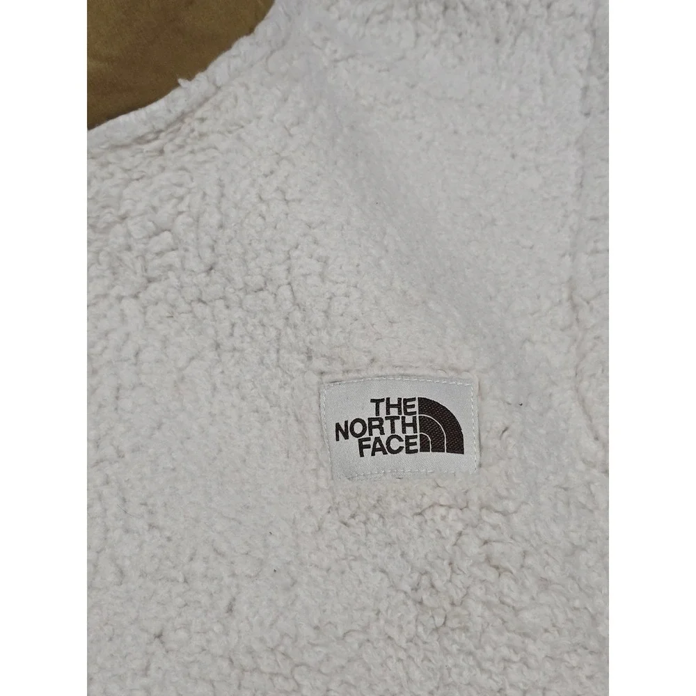 The North Face Mens Sherpa Fleece Vest XL‎ Cream Tan Full Zip High Pile NF0A4P8G